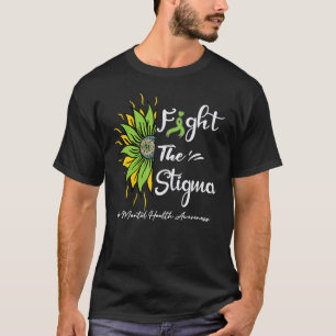 Fight The Stigma Mental Health Awareness Green Sun T-Shirt