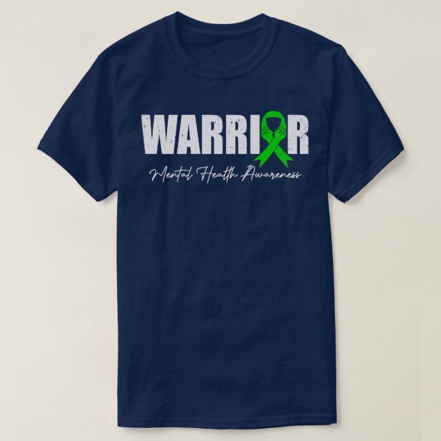 Fight the Stigma Mental Health Awareness Green War T-Shirt (Design Front)