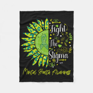 Fight The Stigma Mental Health Awareness Sunflower Fleece Blanket