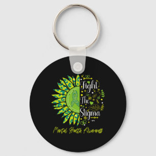 Fight The Stigma Mental Health Awareness Sunflower Key Ring