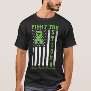 Fight The Stigma Mental Health Awareness Usa Flag T-Shirt