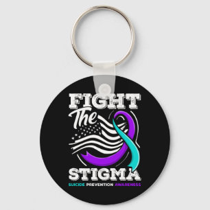 Fight The Stigma Suicide Prevention Awareness Long Key Ring