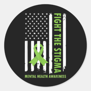 Fight The Stigma Usa Flag Mental Health Awareness  Classic Round Sticker