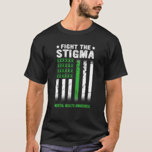 Fight The Stigma Usa Flag Ribbon Mental Health Awa T-Shirt