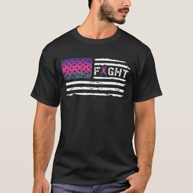 Fight Thyroid Cancer American Flag Vintage T-Shirt (Front)