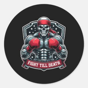 Fight Till Death Skeleton Boxer Hardcore Boxing Fi Classic Round Sticker