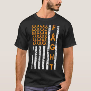 Fight US American Flag Orange Ribbon Leukaemia Awa T-Shirt