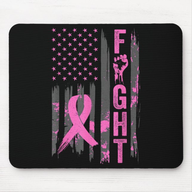 Fight Usa Flag Breast Cancer Awareness Patriotic P Mouse Pad (Front)