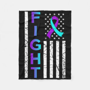 Fight Usa Flag Happy Suicide Awareness Support Gra Fleece Blanket