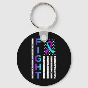 Fight USA Flag Happy Suicide Awareness Support Gra Key Ring