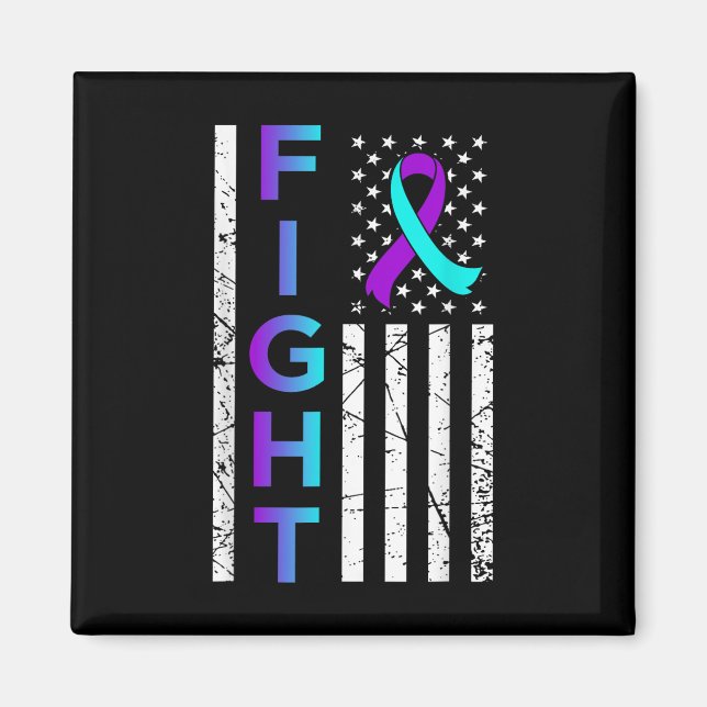 Fight Usa Flag Happy Suicide Awareness Support Gra Magnet (Front)