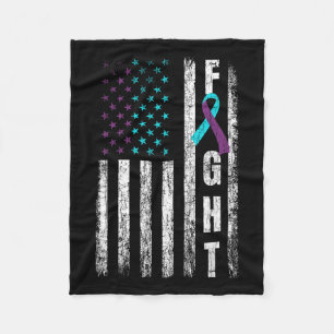 Fight Usa Flag Happy Suicide Prevention Awareness Fleece Blanket