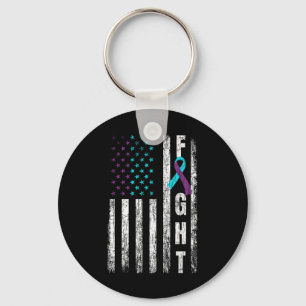 Fight Usa Flag Happy Suicide Prevention Awareness Key Ring