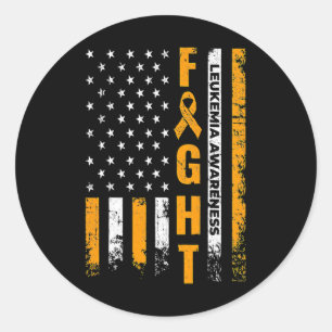 Fight USA Flag Leukaemia Awareness Cancer Survivor Classic Round Sticker