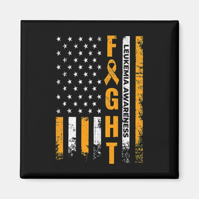 Fight USA Flag Leukaemia Awareness Cancer Survivor Magnet (Front)