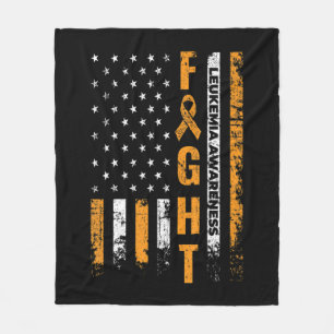 Fight USA Flag Leukemia Awareness Cancer Survivor Fleece Blanket