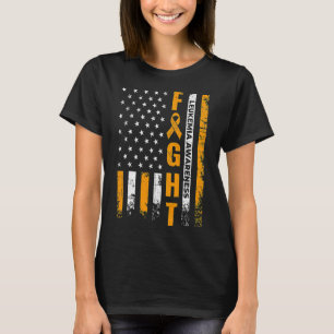 Fight USA Flag Leukemia Awareness Cancer Survivor  T-Shirt