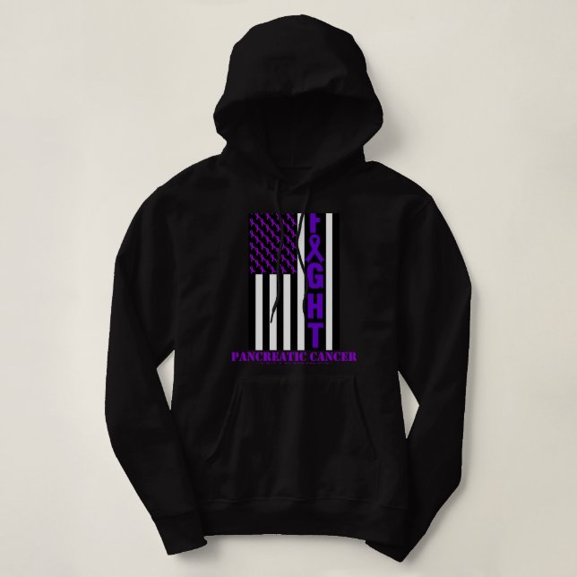 Fight USA Flag Pancreatic Cancer Awareness Month G Hoodie (Design Front)