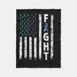 Fight Usa Flag - Suicide Prevention Awareness Ribb Fleece Blanket