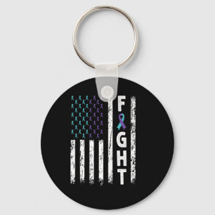 Fight Usa Flag - Suicide Prevention Awareness Ribb Key Ring