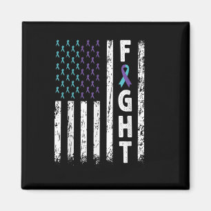Fight Usa Flag - Suicide Prevention Awareness Ribb Magnet