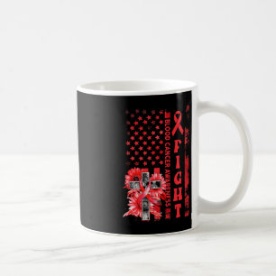 Fight USA Flag Sunflower Christian Blood Cancer Aw Coffee Mug