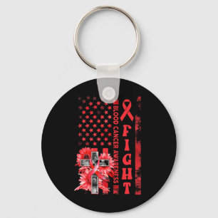 Fight USA Flag Sunflower Christian Blood Cancer Aw Key Ring