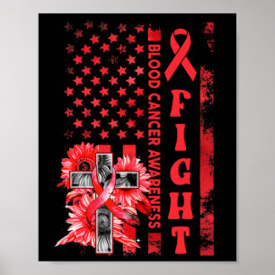 Fight Usa Flag Sunflower Christian Blood Cancer Aw Poster
