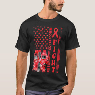 Fight Usa Flag Sunflower Christian Blood Cancer Aw T-Shirt