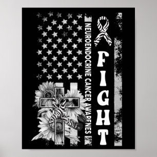 Fight Usa Flag Sunflower Christian Burgundy Brain Poster