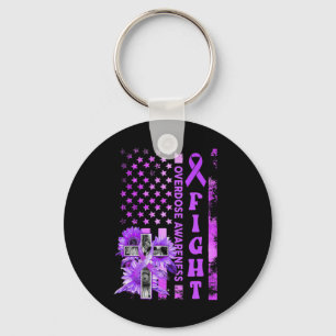 Fight Usa Flag Sunflower Christian Overdose Awaren Key Ring