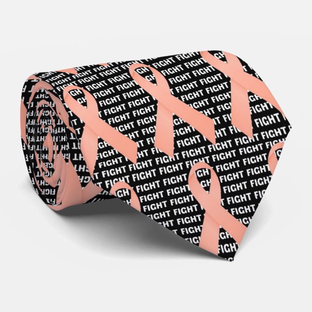 Fight Uterine Cancer Peach Ribbon Tie (Rolled)