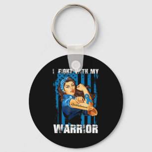 Fight With My Warrior We Wear Blue For Diabetes Aw Key Ring