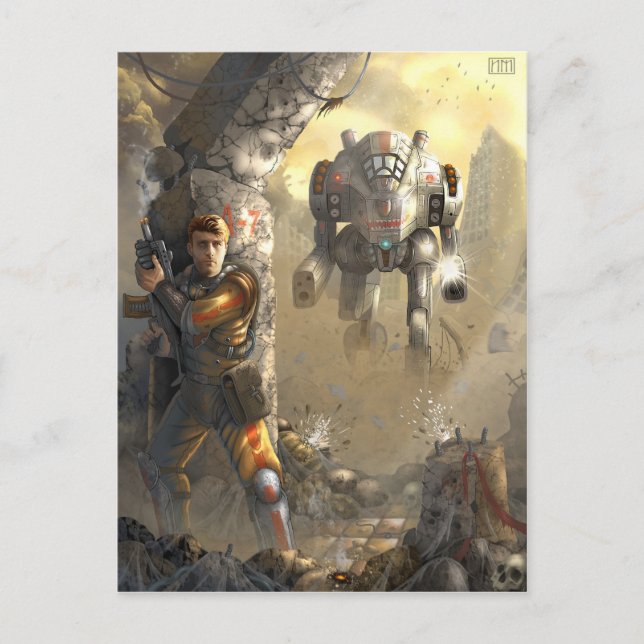 Fight with the robot postcard (Front)