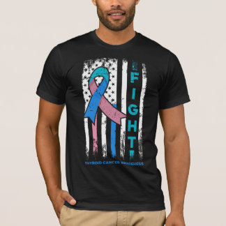 Fight with thyroid cancer awareness with usa flag T-Shirt