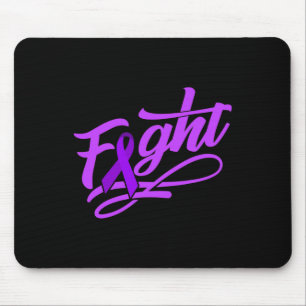 Fight World Cancer Day Gift Purple Ribbon Chemothe Mouse Pad