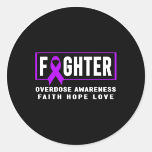 Fighter - Addiction Awareness Classic Round Sticker