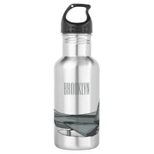 Fighter aircraft cartoon illustration 532 ml water bottle