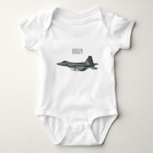 Fighter aircraft cartoon illustration baby bodysuit
