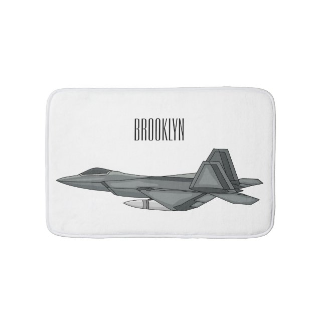 Fighter aircraft cartoon illustration bath mat (Front)