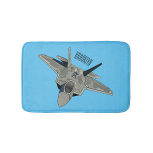 Fighter aircraft cartoon illustration bath mat