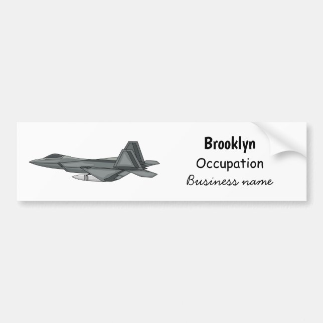 Fighter aircraft cartoon illustration bumper sticker (Front)