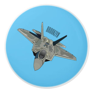 Fighter aircraft cartoon illustration ceramic knob