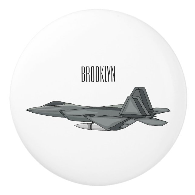 Fighter aircraft cartoon illustration ceramic knob (Front)