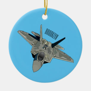 Fighter aircraft cartoon illustration ceramic ornament