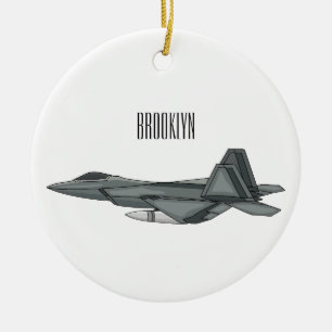 Fighter aircraft cartoon illustration ceramic ornament
