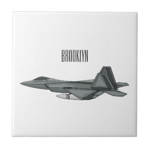 Fighter aircraft cartoon illustration ceramic tile