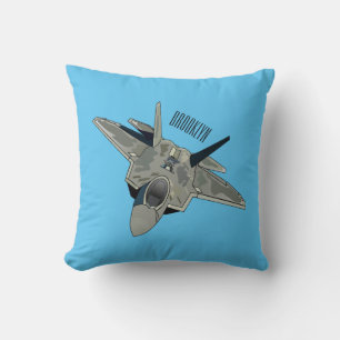 Fighter aircraft cartoon illustration cushion