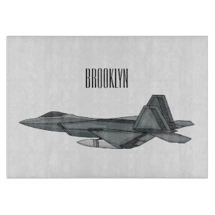 Fighter aircraft cartoon illustration cutting board