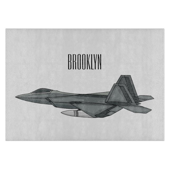 Fighter aircraft cartoon illustration cutting board (Front)